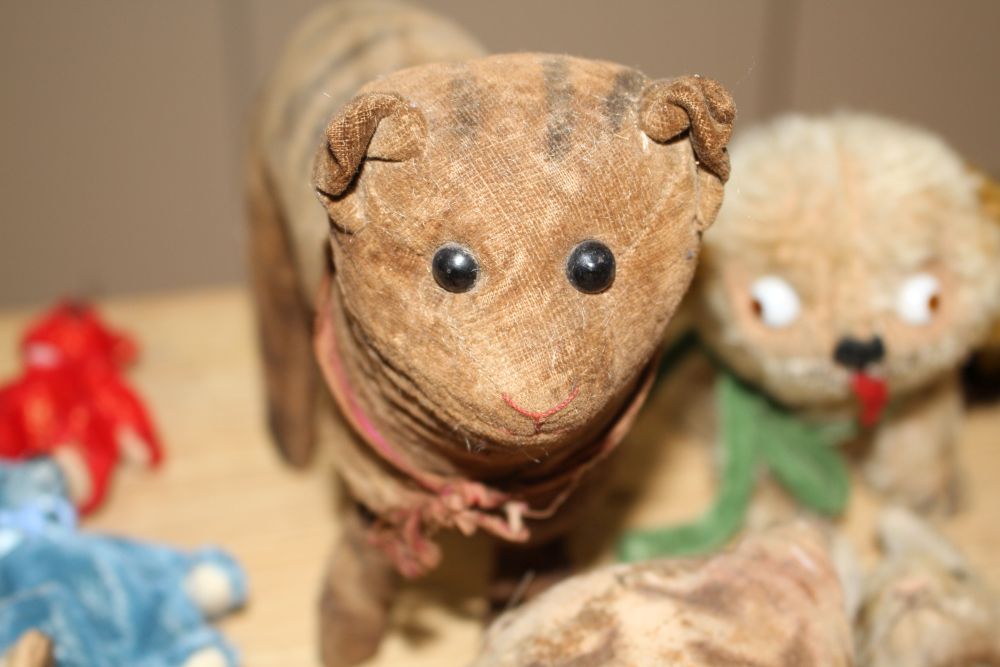 A group of vintage Steiff and other soft toys